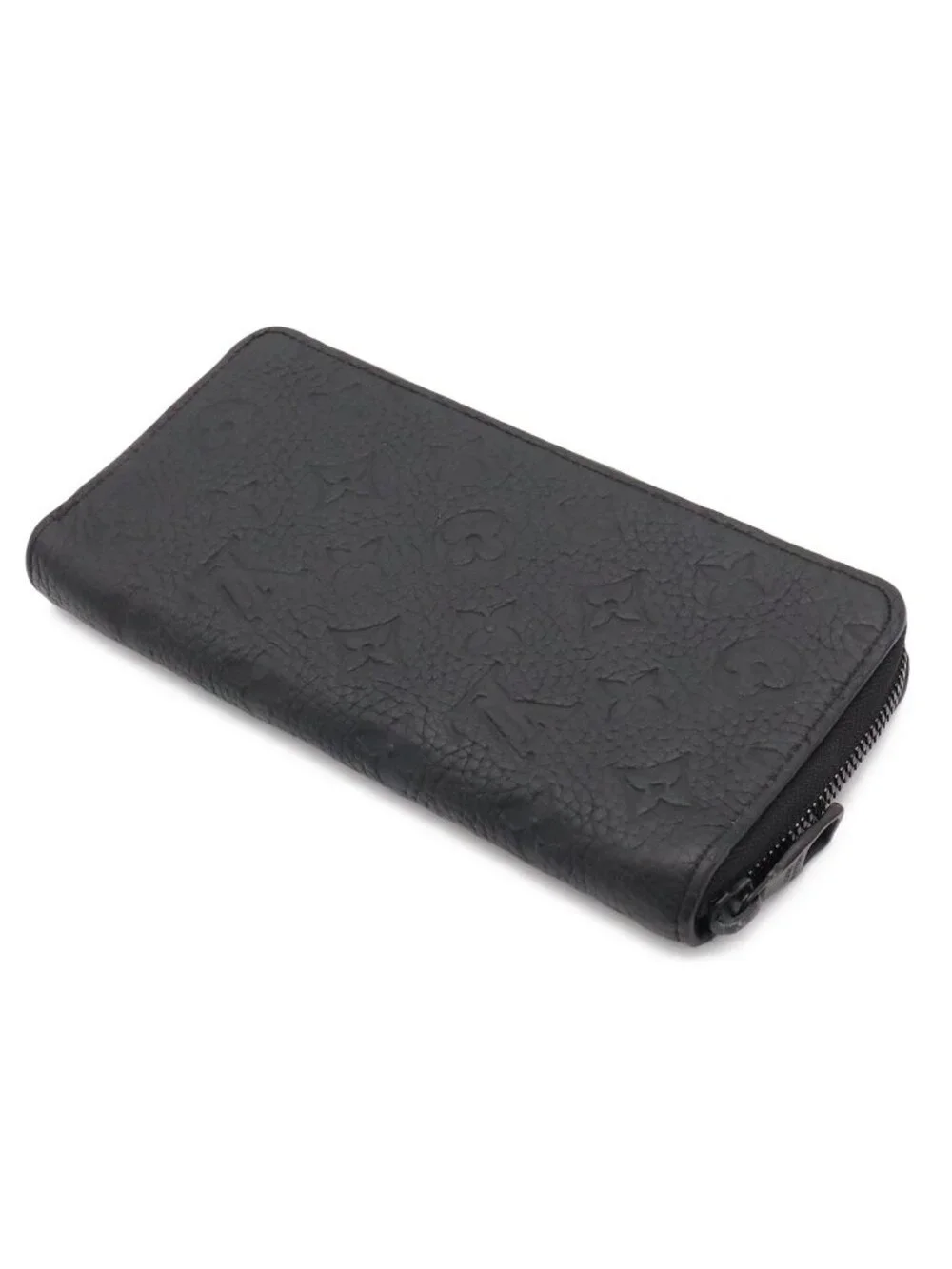Louis Vuitton Monogram Taurillon Zippy Wallet Vertical Zip Around Leather Noir
